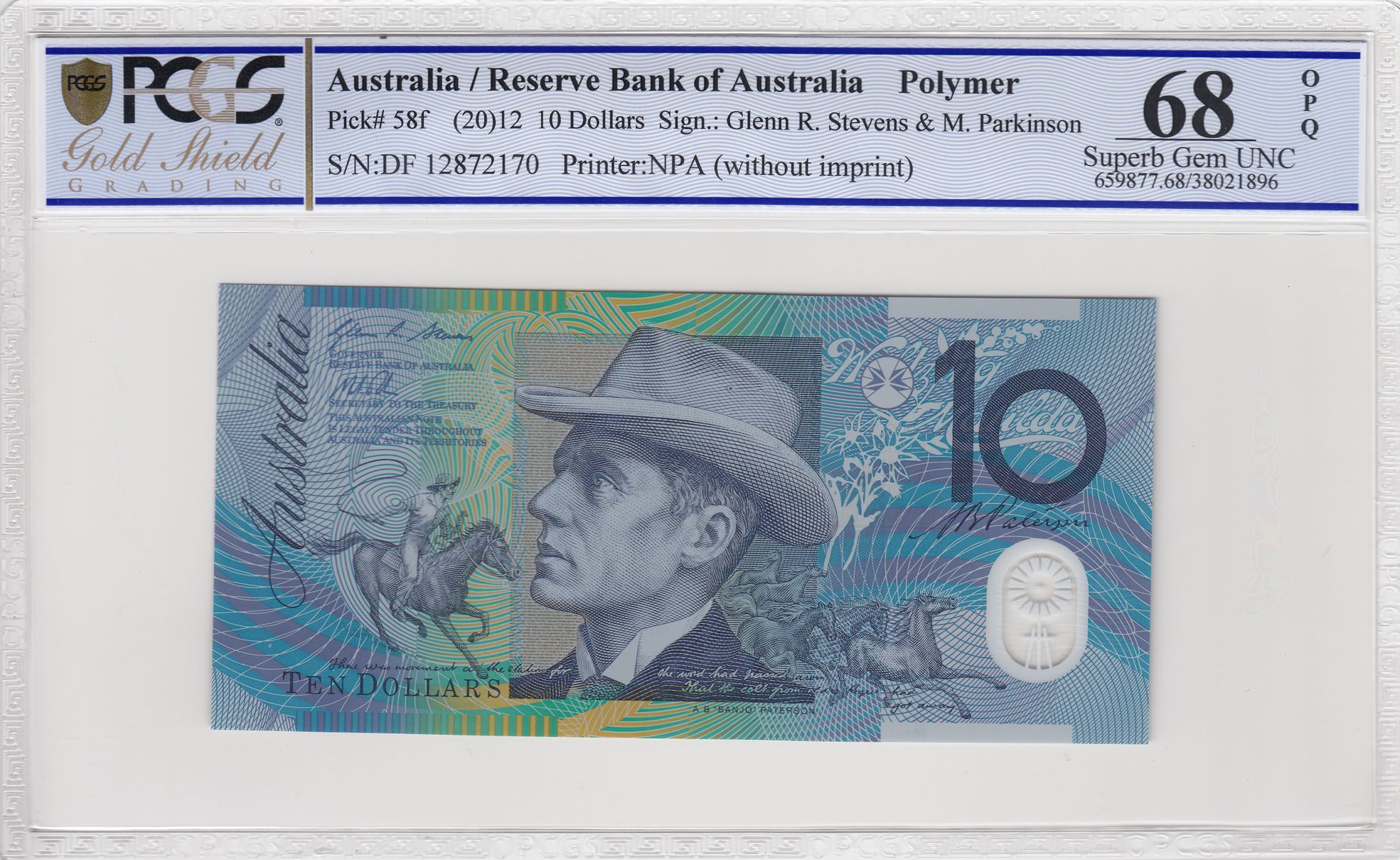 Stevens/Parkinson, Ten Dollar, 2012, PCGS Superb Gem UNC 68 PPQ