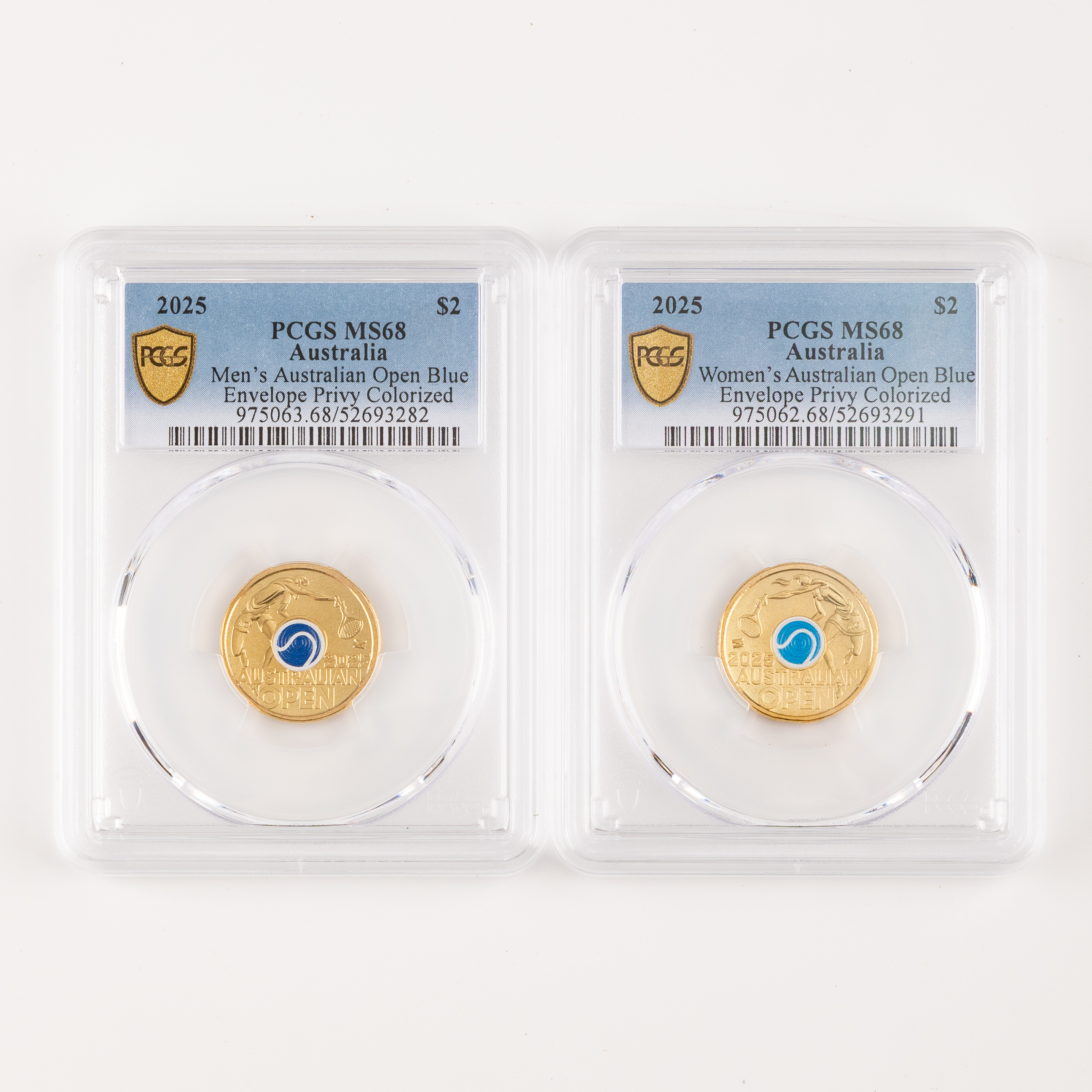 Australian Open Men's & Women's Privy Mark, Two Dollars, 2025, PCGS MS68