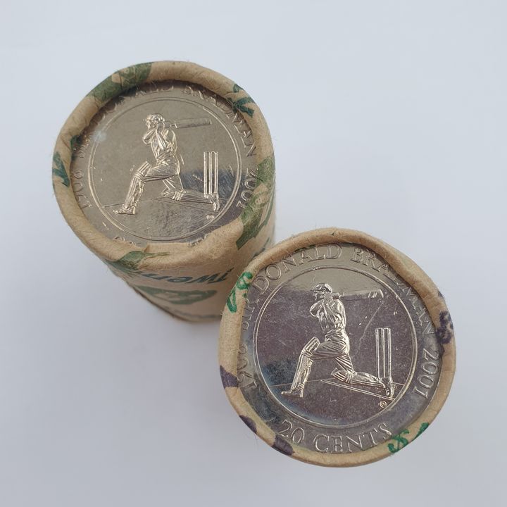 Two Bradman 20c Coin Rolls (2001)