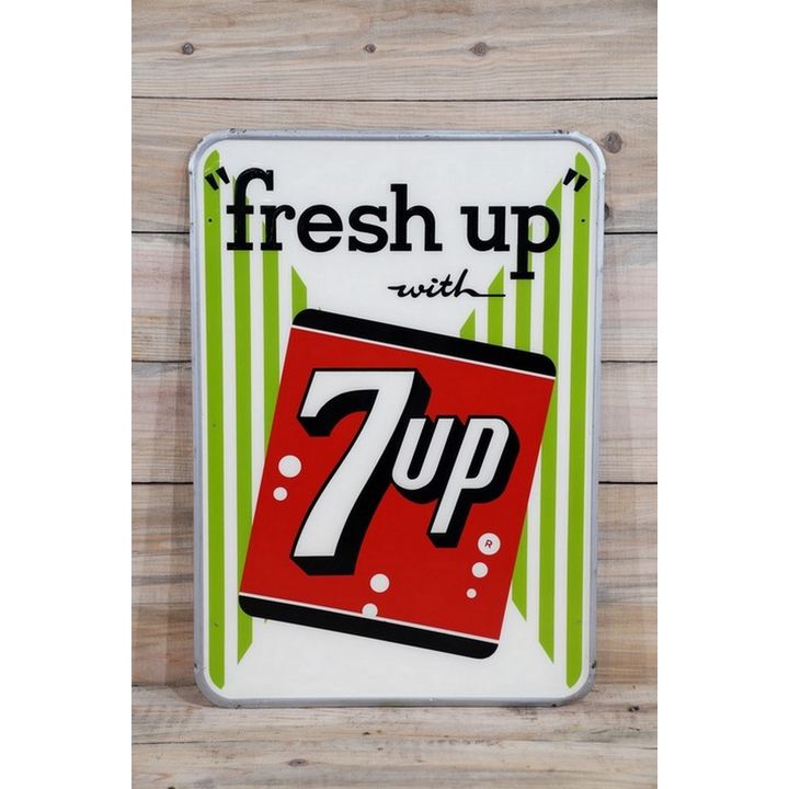 Fresh Up w/ 7up Single Sided Tin Embossed Metal Sign TAC 9.25