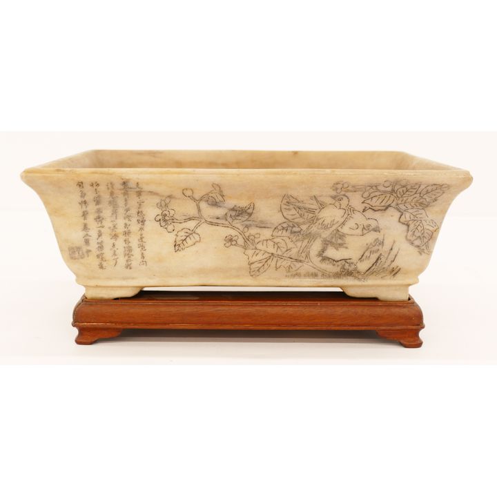 Chinese Qing Stone Planter on Stand