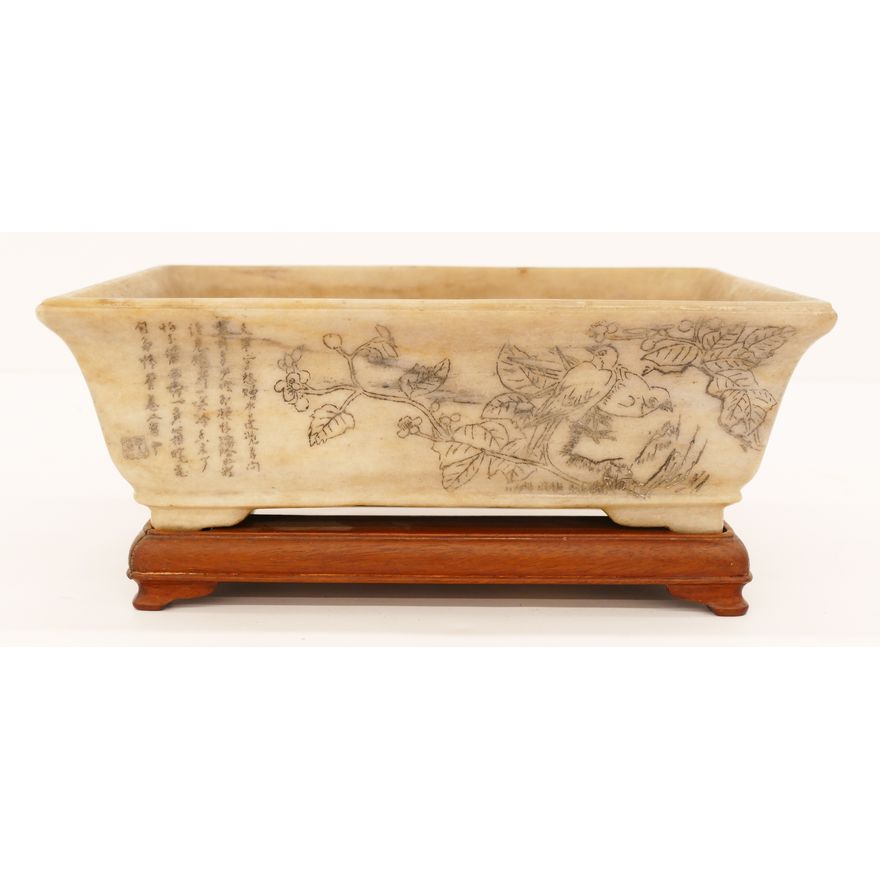 Chinese Qing Stone Planter on Stand