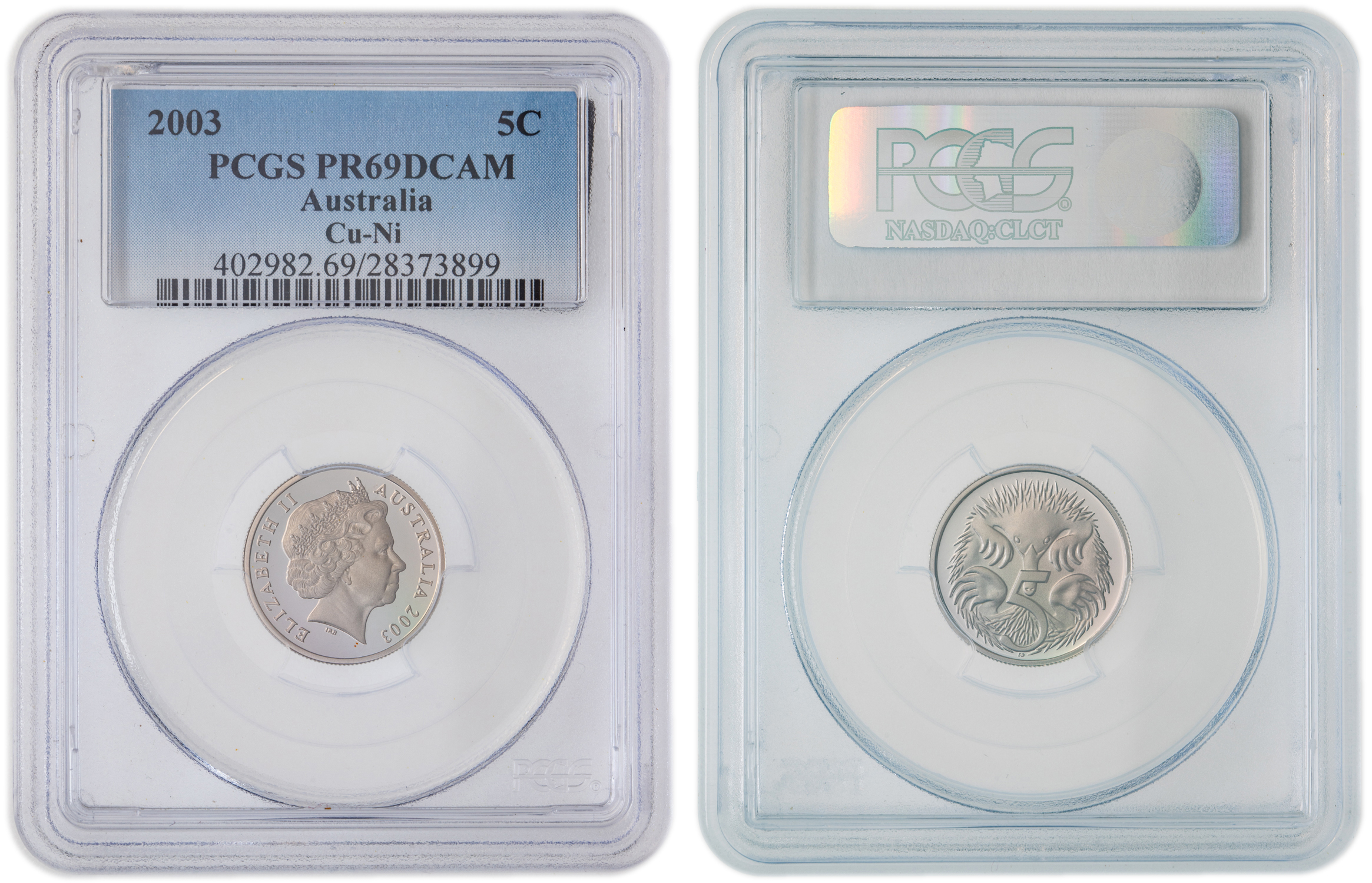 Elizabeth II, Five Cent, 2003, PCGS PR69DCAM