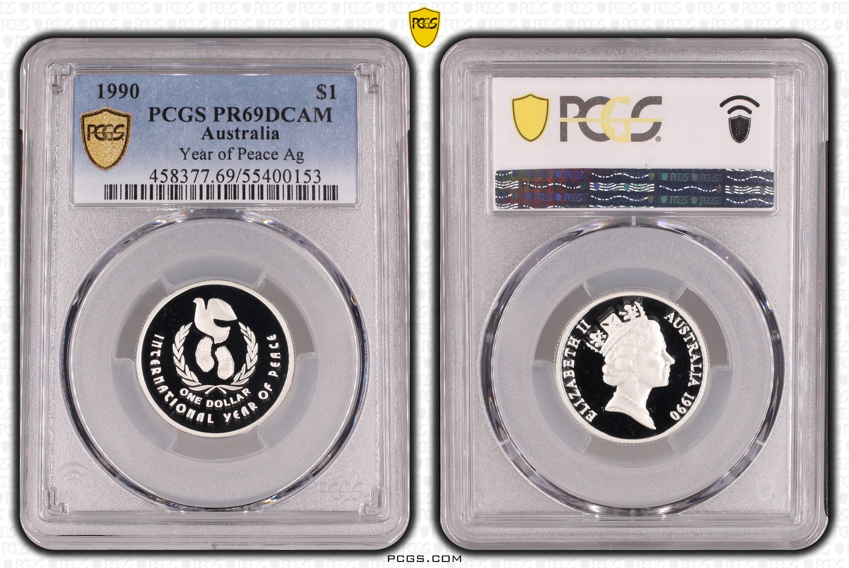 Year of Peace Silver, One Dollar, 1990, PCGS PR69DCAM
