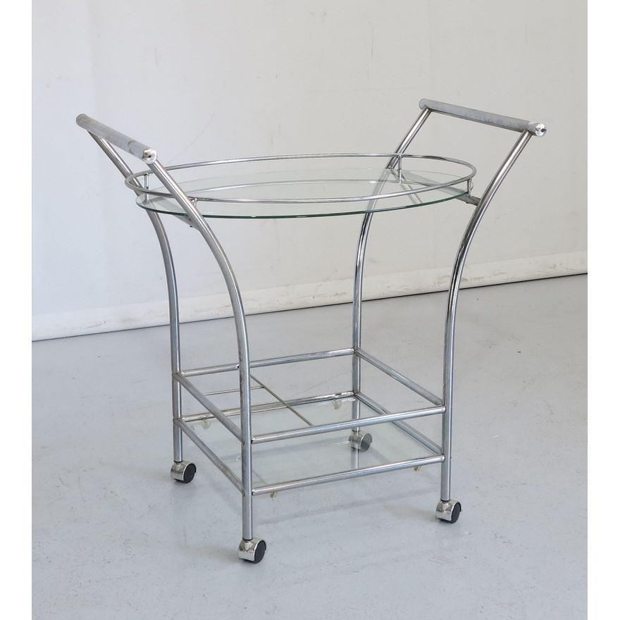 GLASS-TOP STAINLESS STEEL TROLLEY
