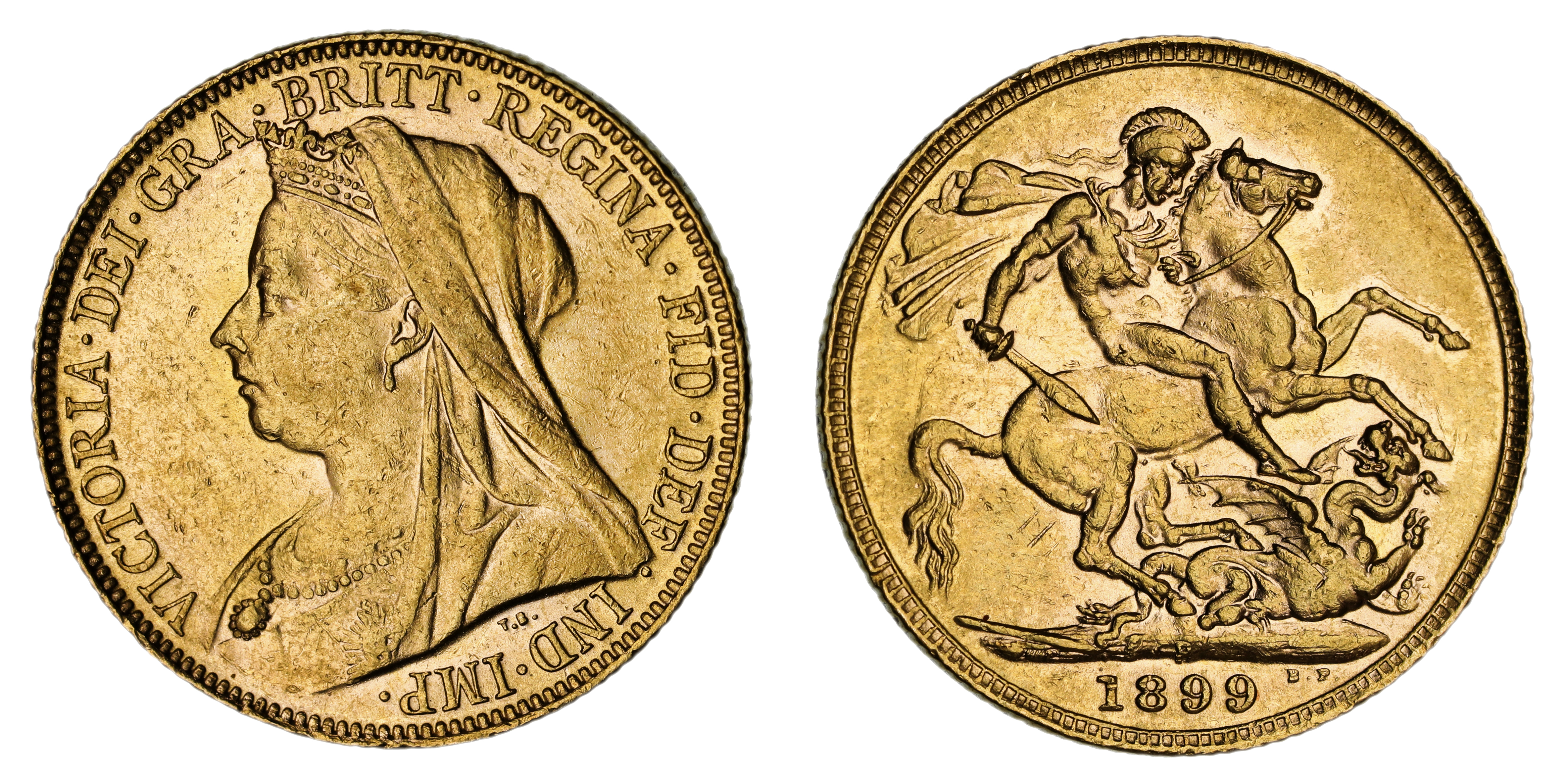 Victoria, St. George Reverse - Perth Mint - Veiled, Sovereign, 1899, EF