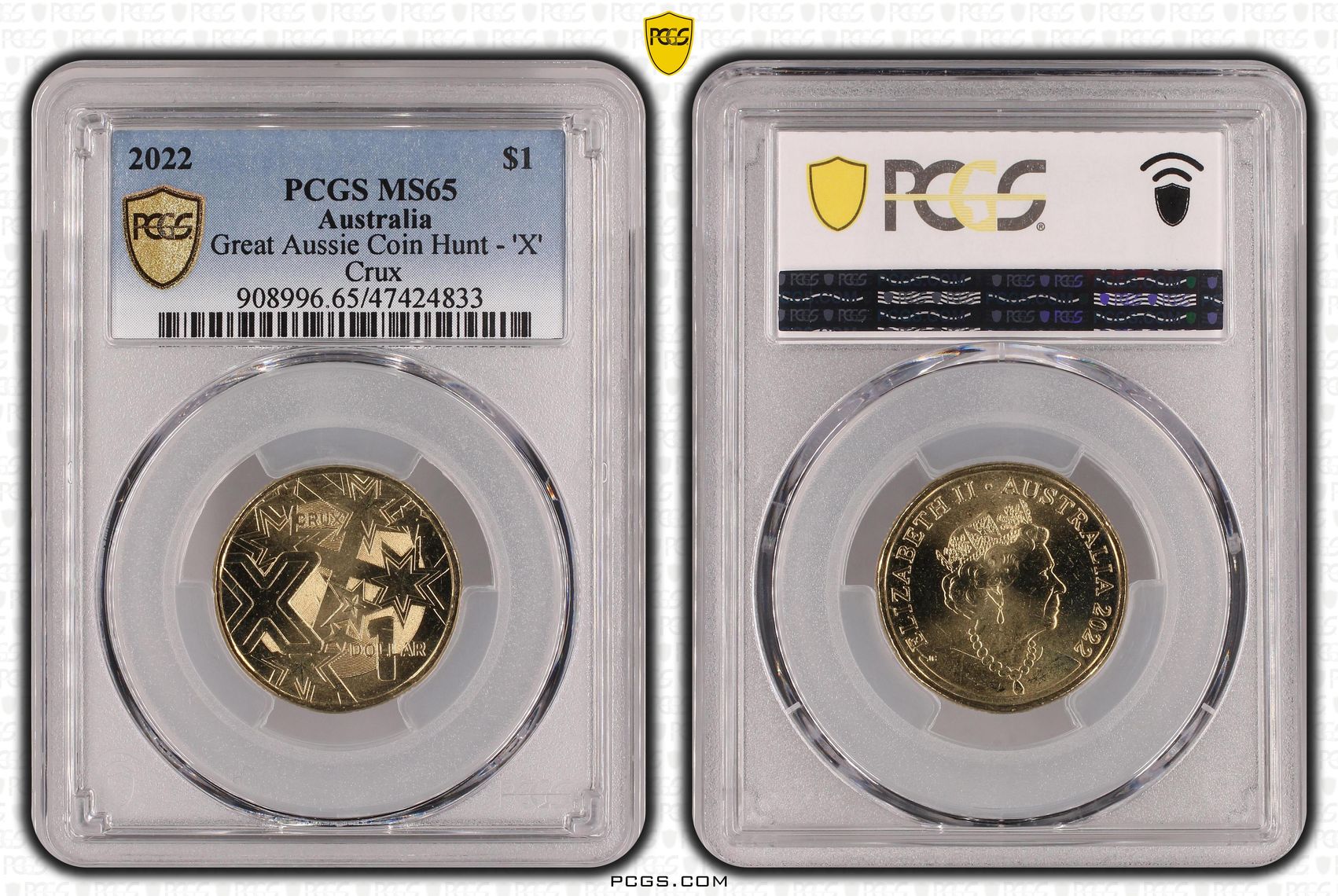 Great Aussie Coin Hunt - 'X', One Dollar, 2022, PCGS MS 65
