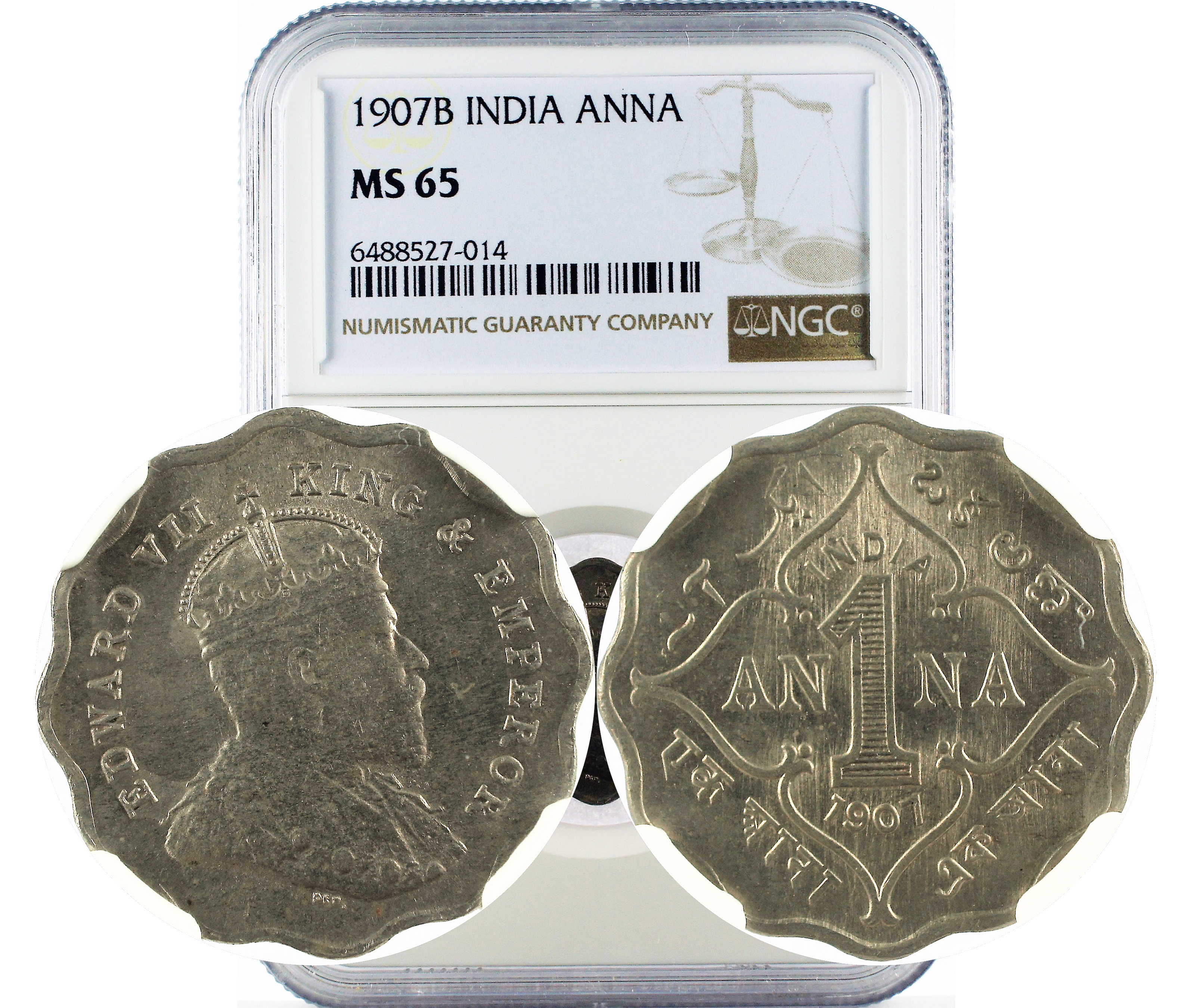1907B INDIA ANNA MS 65
