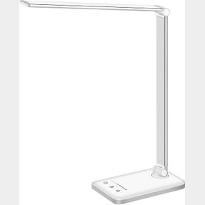WHITE CROWN LED DESK LAMP, DIMMABLE TABLE LAMP READING LAMP WITH USB CHARGING PORT, 5 LIGHTING MODES, SENSITIVE CONTROL, 30/60 MIN