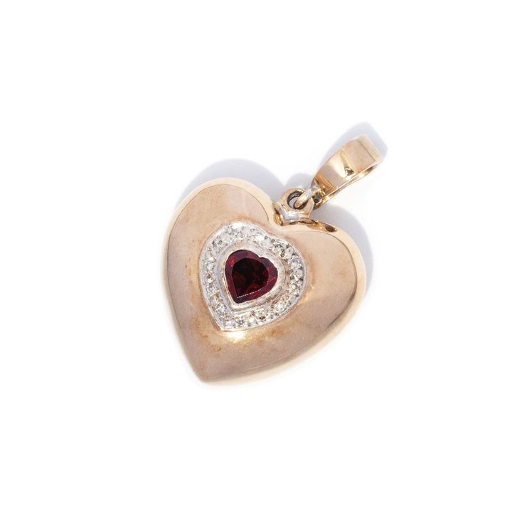 9 carat gold garnet and diamond enhancer pendant