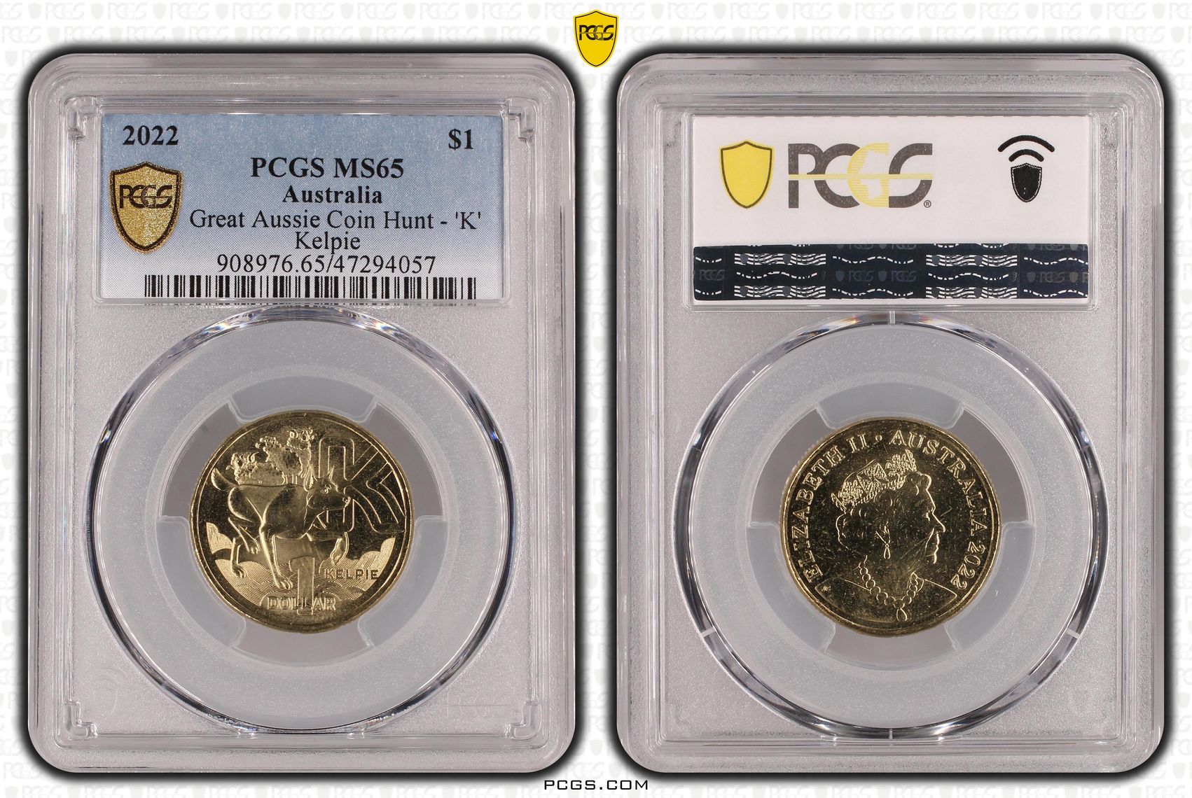 Great Aussie Coin Hunt - 'K', One Dollar, 2022, PCGS MS 65