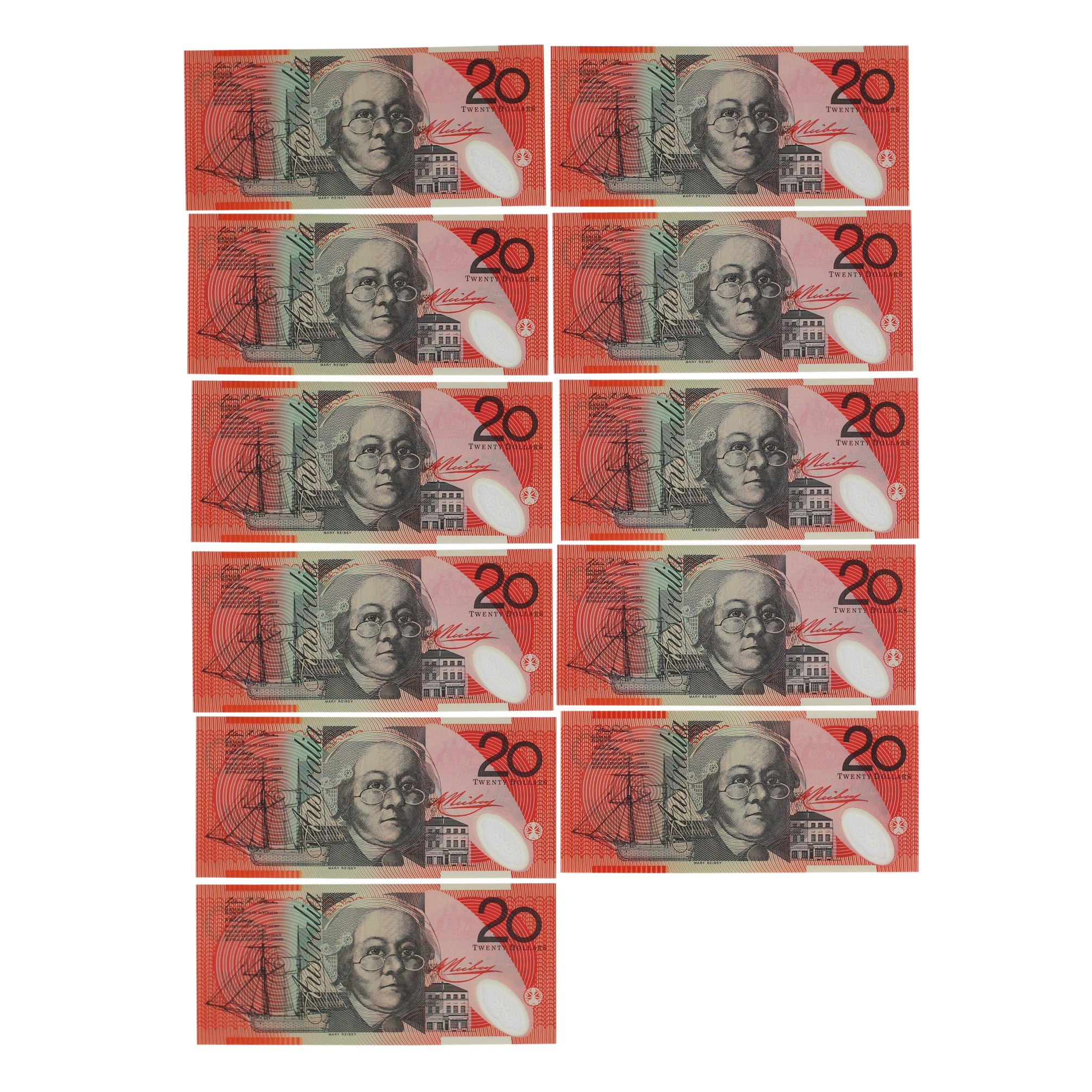 2042. · Consecutive Run, Stevens/Henry, Twenty Dollars, 2008, UNC