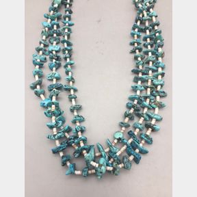 Three Strand Heishi and Turquoise Necklace