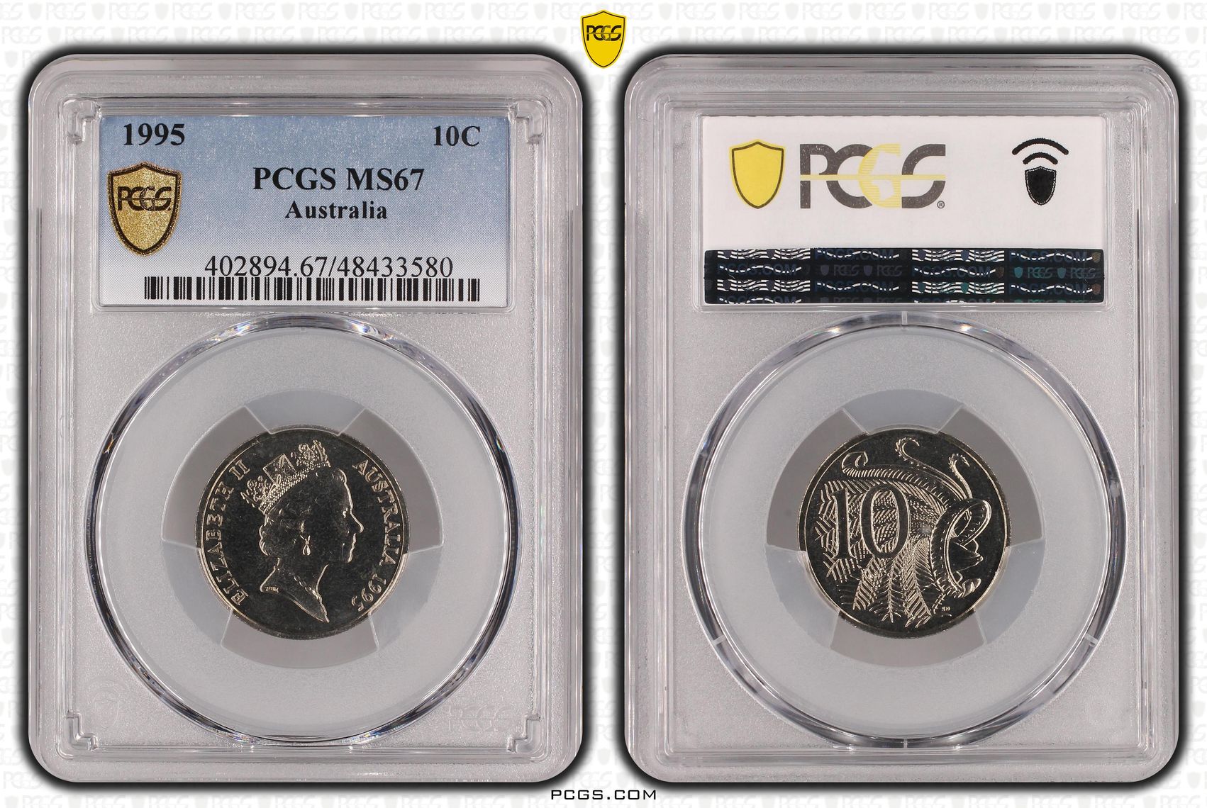 Elizabeth II, Ten Cent, 1995, PCGS MS67