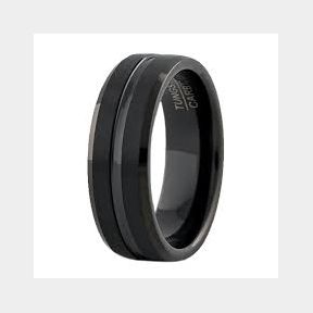 Tungsten Carbide Ring - Bevel Black - Black - Men 2.233 cm -51719/348 Bar 9902037241863 B2 (S8)