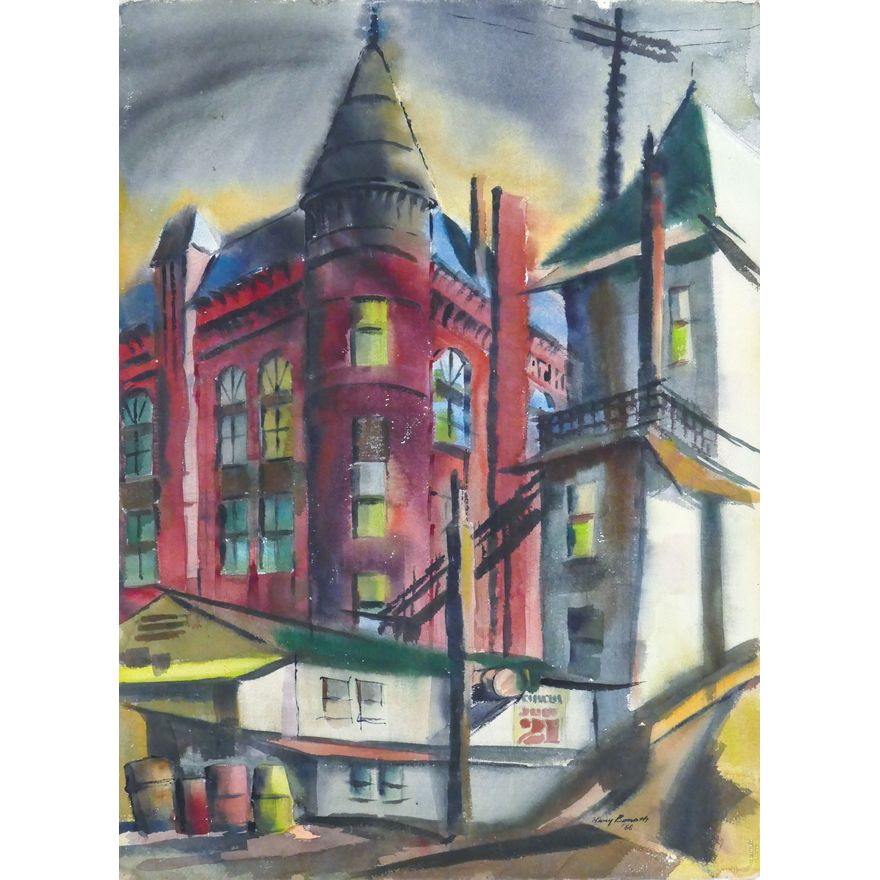 Harry Bonath ''Atkins Building'' 1966 Watercolor