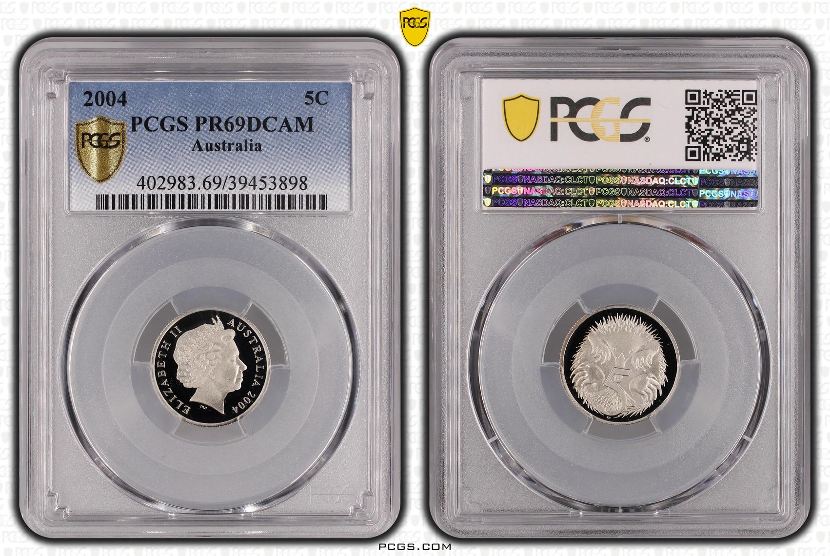 Elizabeth II, Five Cent, 2004, PCGS PR69DCAM