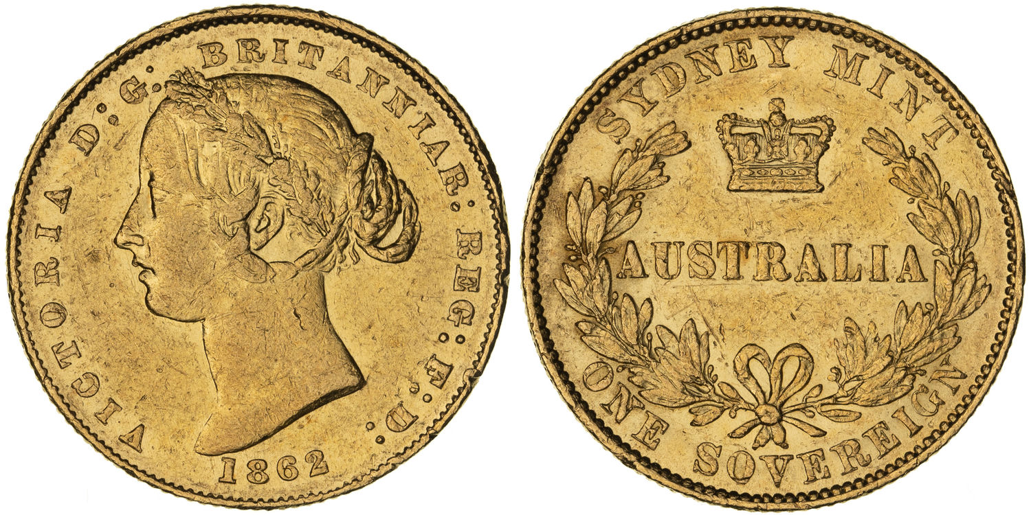 Victoria, Sydney Mint Reverse - Type II, Sovereign, 1862, aEF