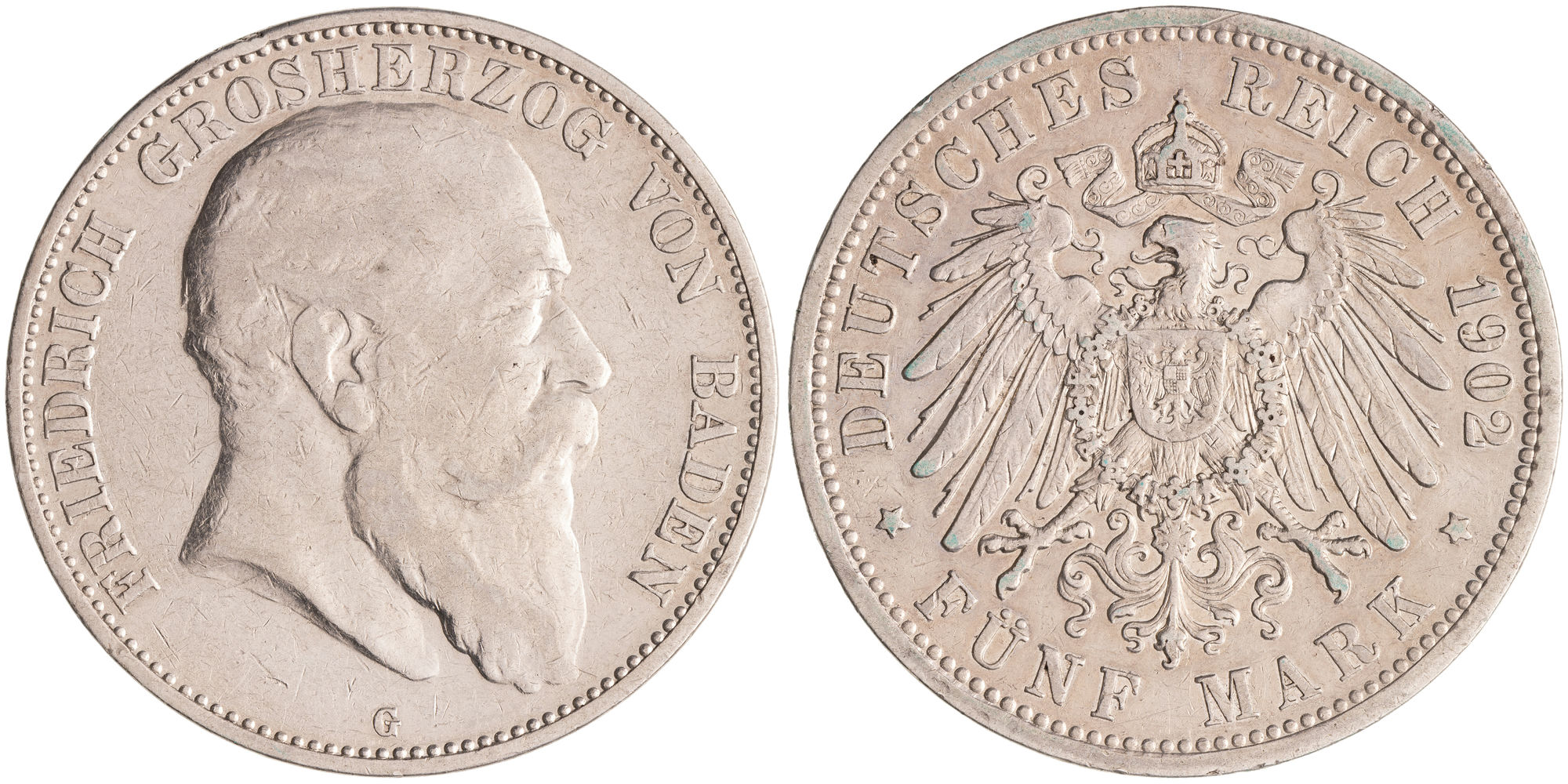 German States, Friedrich I, Grand Duchy of Bardon, Five Mark, 1902, Fine