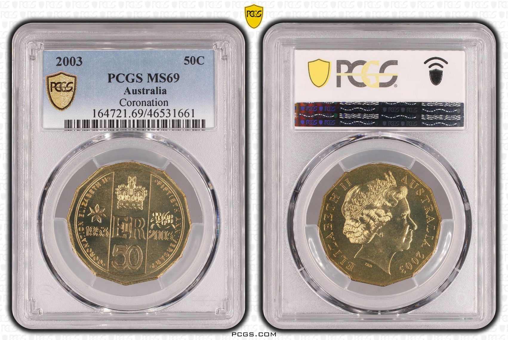 Elizabeth II, Coronation, POP 16/0, Fifty Cent, 2003, PCGS MS 69