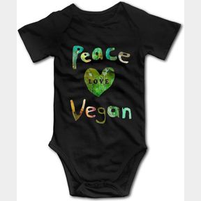 OASCUVER PEACE LOVE VEGAN ROMPER BABY BOYS GIRLS SHORT SLEEVE BODYSUIT JUMPSUIT