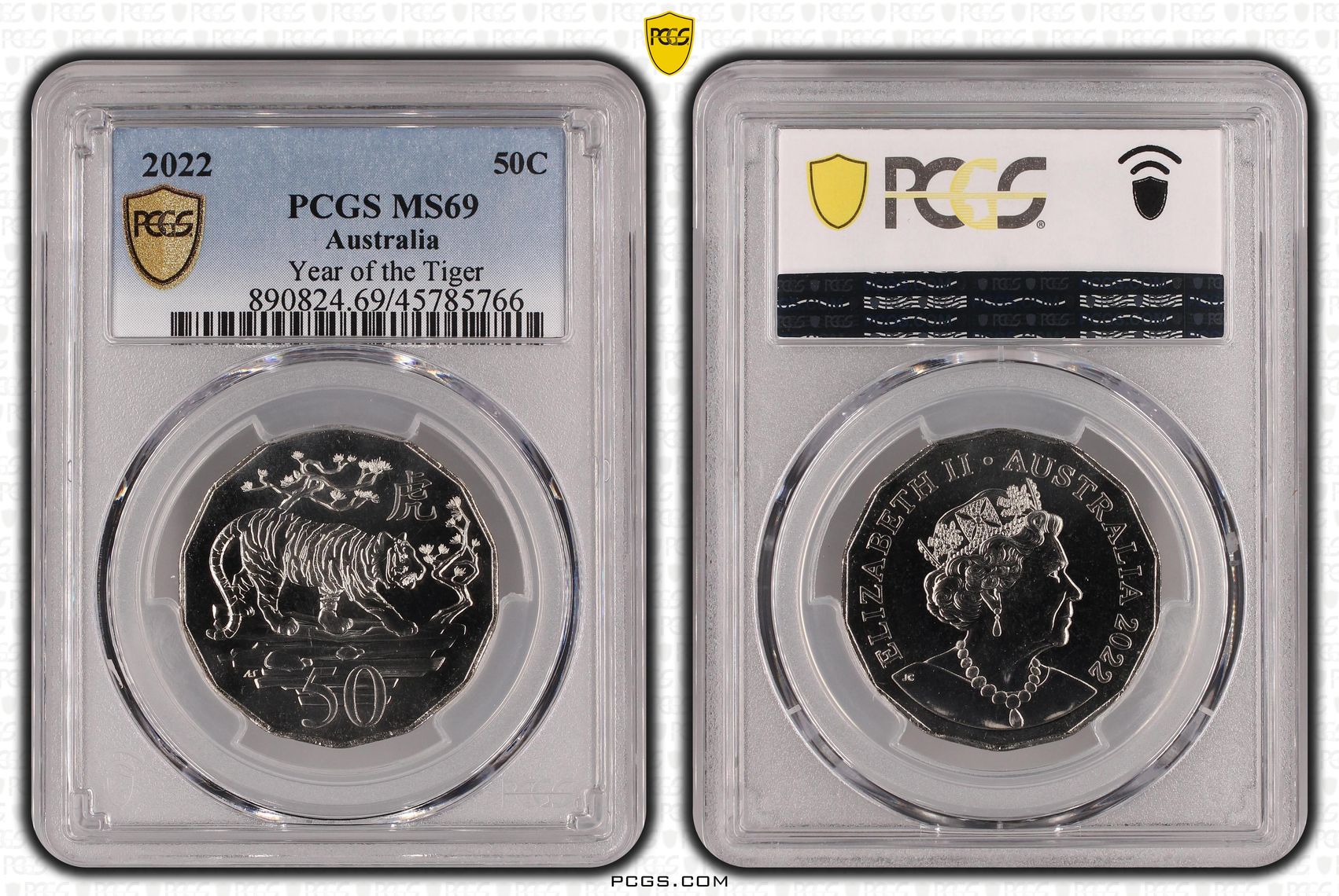 Year of the Tiger POP 27/0, Fifty Cent, 2022, PCGS MS69