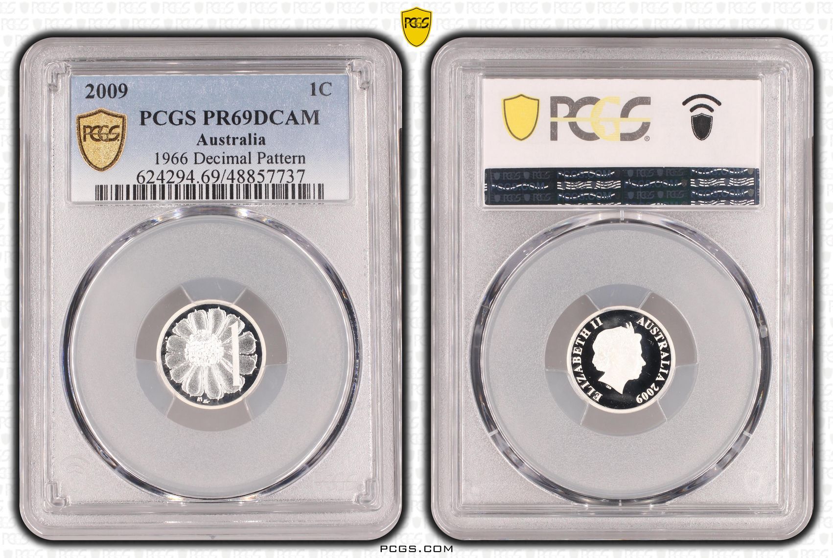 1966 Decimal Pattern, Silver, One Cent, 2009, PCGS PR69DCAM