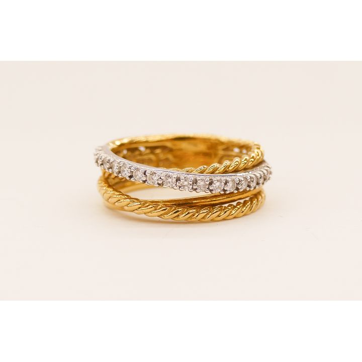 David Yurman 18k Diamond Crossover 7mm Ring