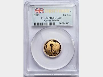 2012 DIAMOND JUBILEE PROOF GOLD HALF SOVEREIGN PR70 DCAM TOP POP! FIRST STRIKE