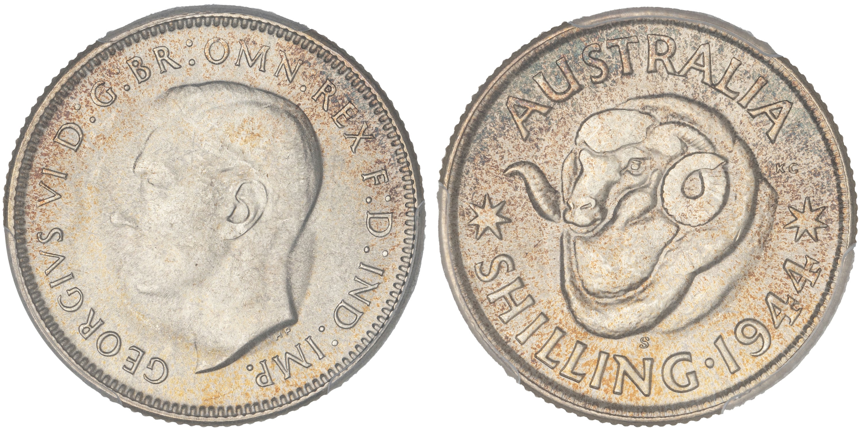 George VI, Shilling, 1944-S, PCGS MS65+