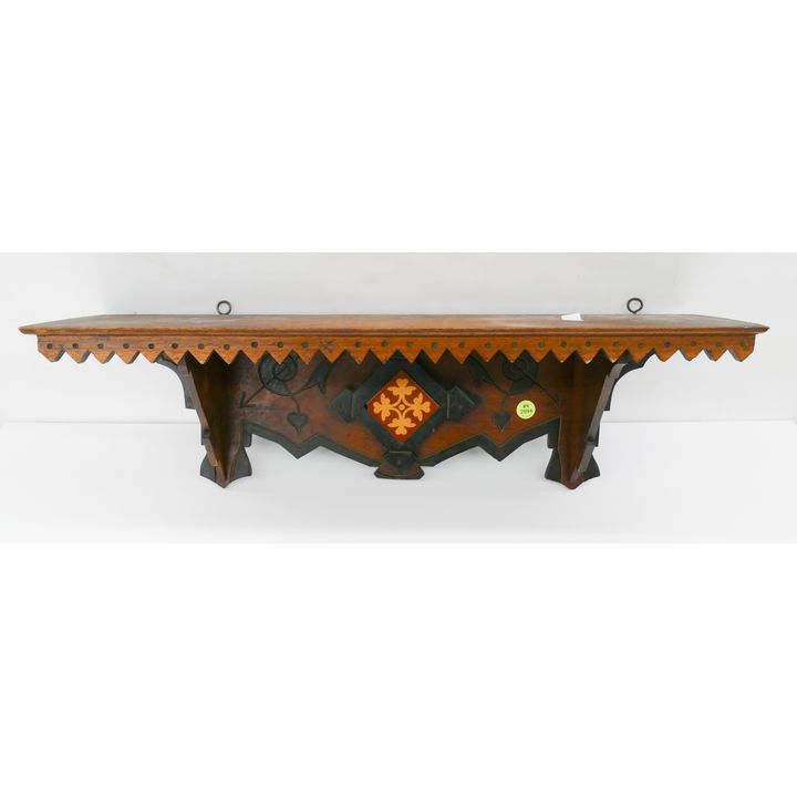 Victorian Eastlake Walnut Wall Shelf- 7x23''