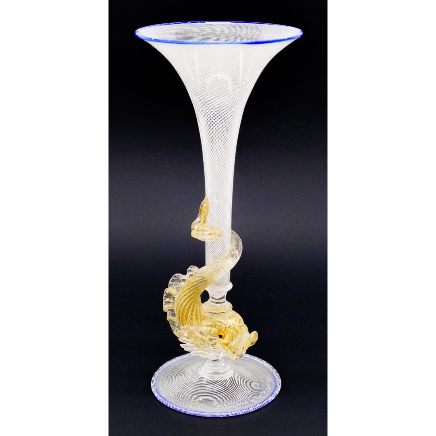 Lino Tagliapietra Venetian Dolphin Goblet 1990