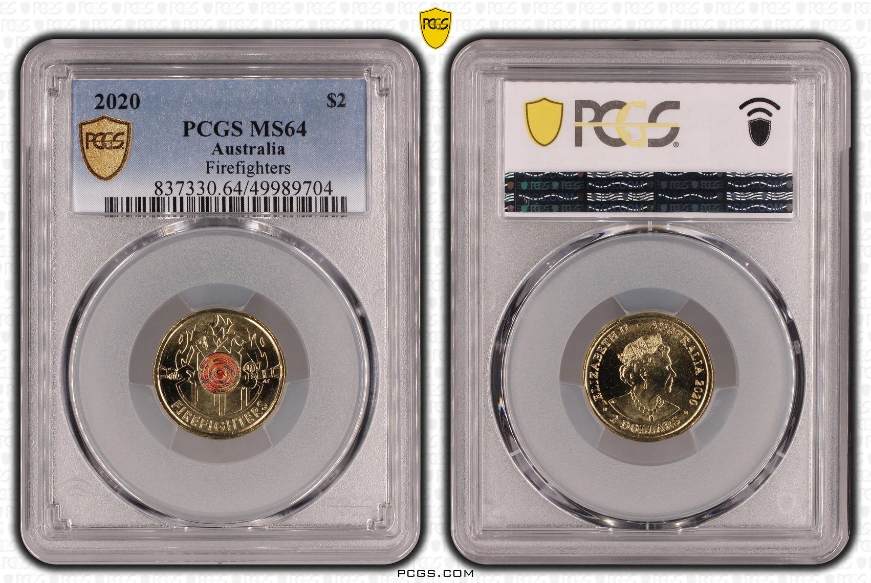 Firefighters Colourised, Two Dollar, 2020, PCGS MS64