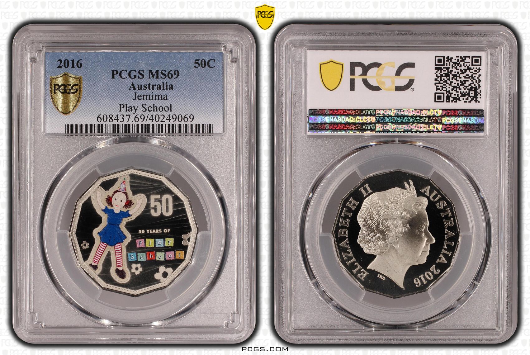 Play School Jemima, Fifty Cent, 2016, PCGS MS69