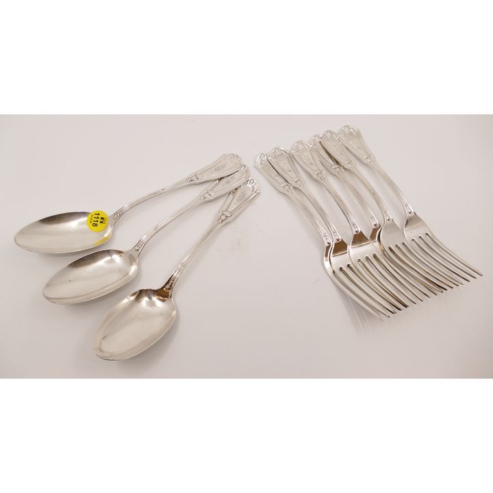 9pc Whiting Keystone Pattern Antique Sterling Flatware- 479g