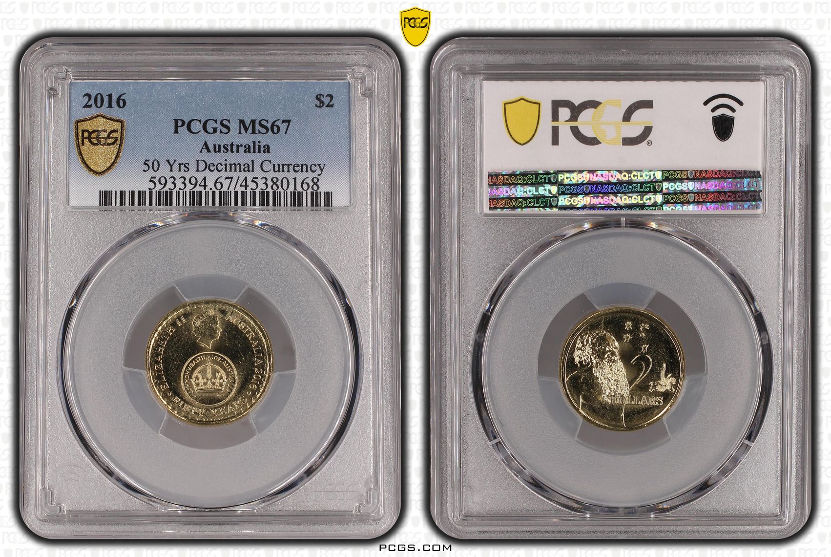 Elizabeth II, 50 Yrs Decimal Currency, Two Dollar, 2016, PCGS MS 67