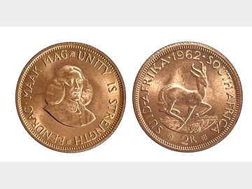1962 SOUTH AFRICA GOLD 2 RAND COIN