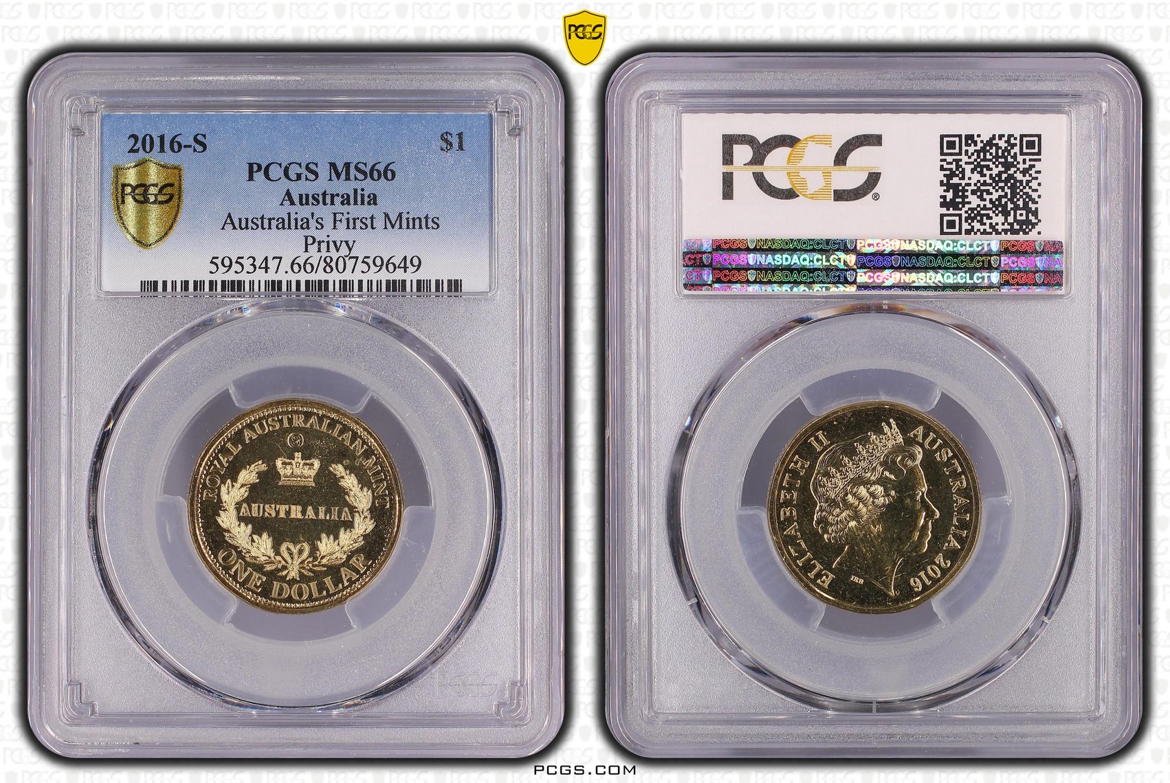 Elizabeth II, Australia's First Mints - Privy, One Dollar, 2016-S, PCGS MS66