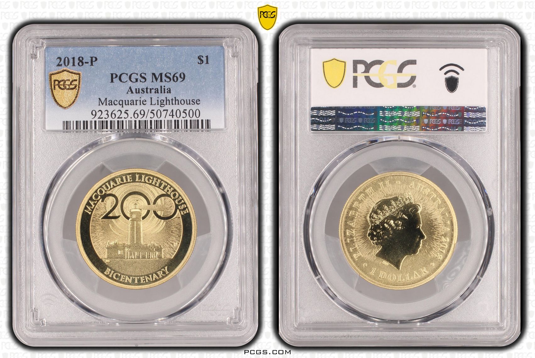 Macquarie Lighthouse, One Dollar, 2018-P, PCGS MS69