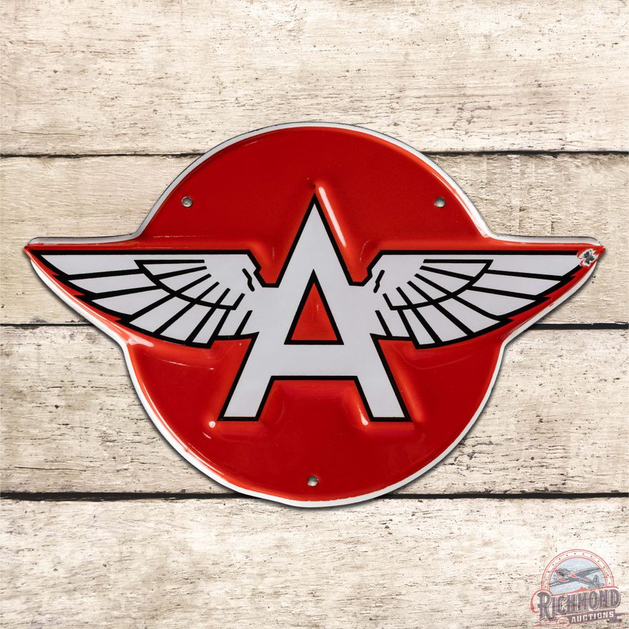 Excellent Flying A Die Cut Convex Single Sided Porcelain Truck Door Sign