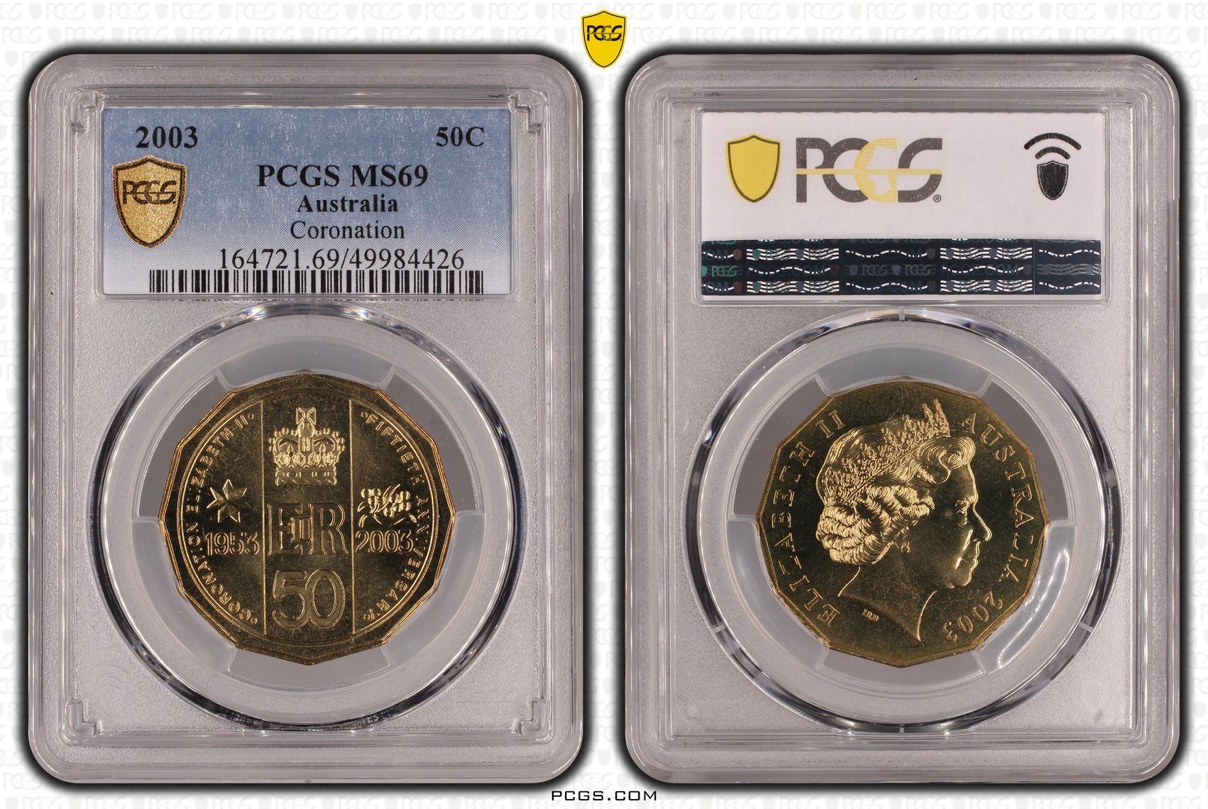 Coronation POP 20/0, Fifty Cent, 2003, PCGS MS69