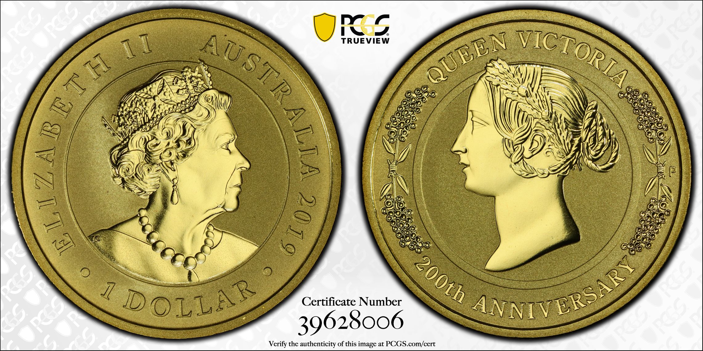 Queen Victoria 200th Ann, One Dollar, 2019 POP Report 16/0, PCGS MS 70