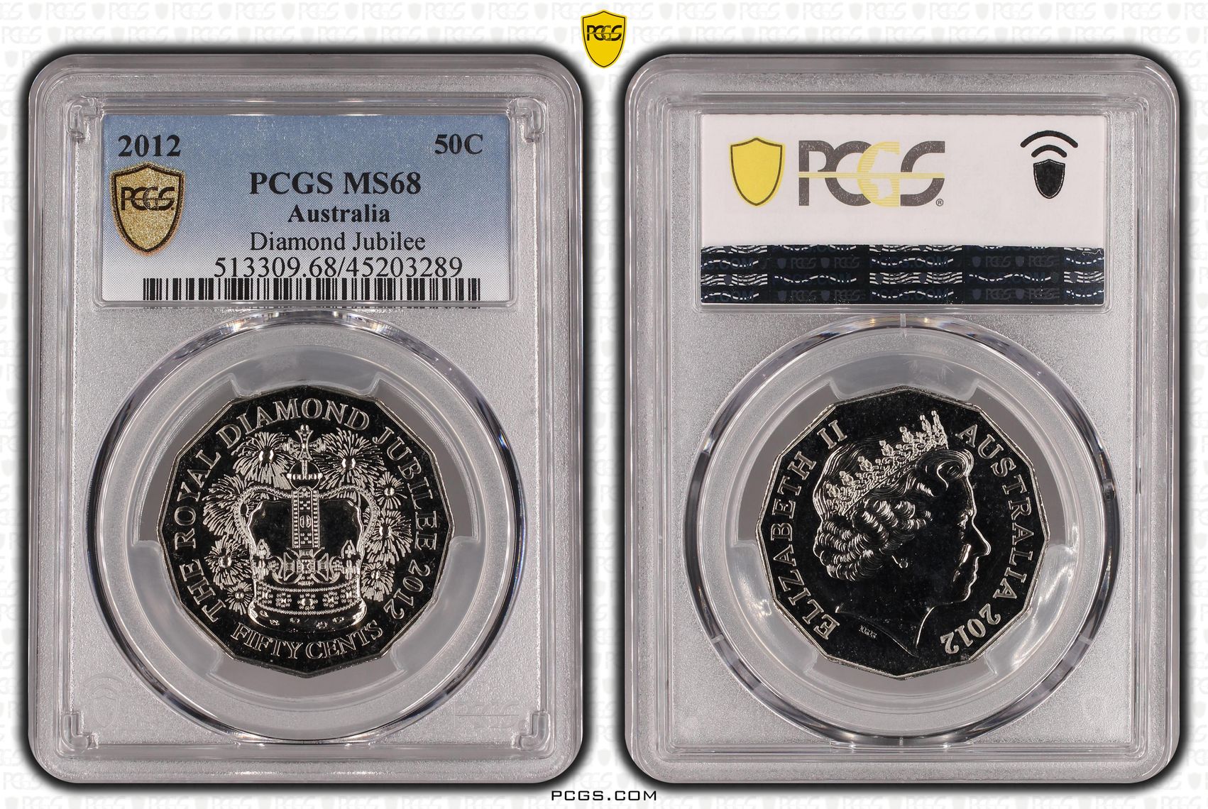 2012 Australia Fifty Cent, 50c Diamond Jubilee PCGS - MS68 -289