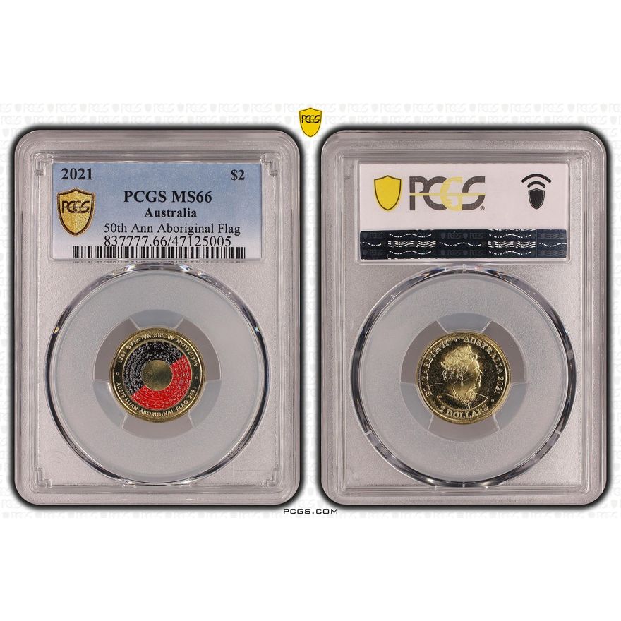 50th Ann Aboriginal Flag Colorized, Two Dollar, 2021, PCGS MS66