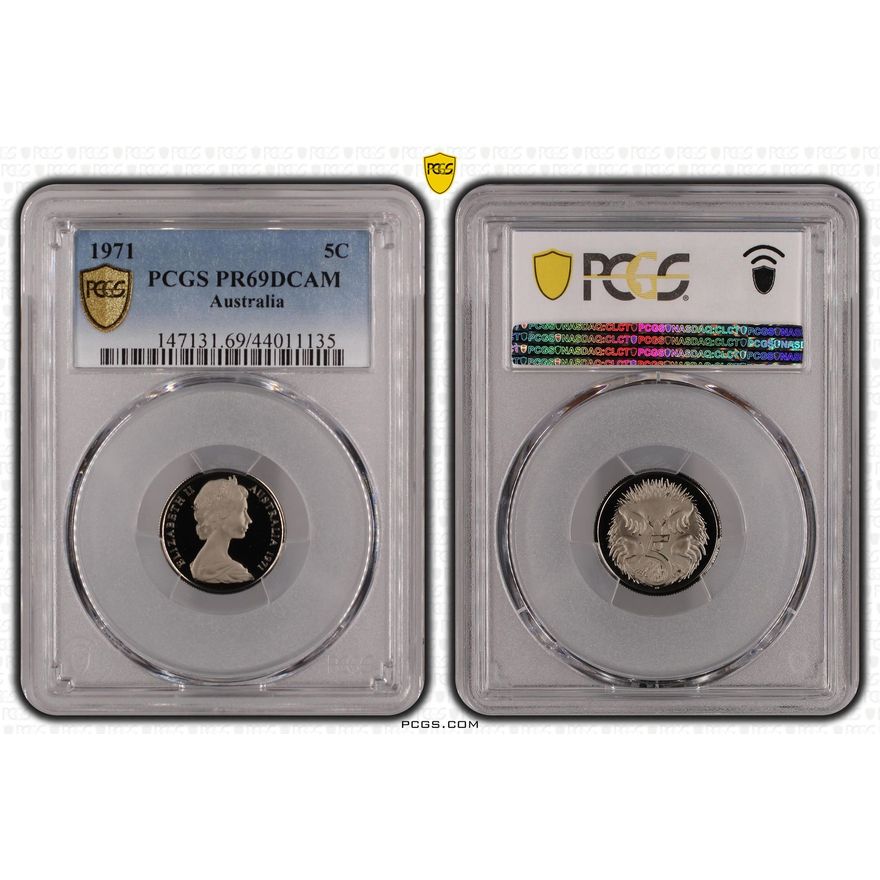 1971 Australia Five Cent, 5c PCGS - PR69DCAM -135