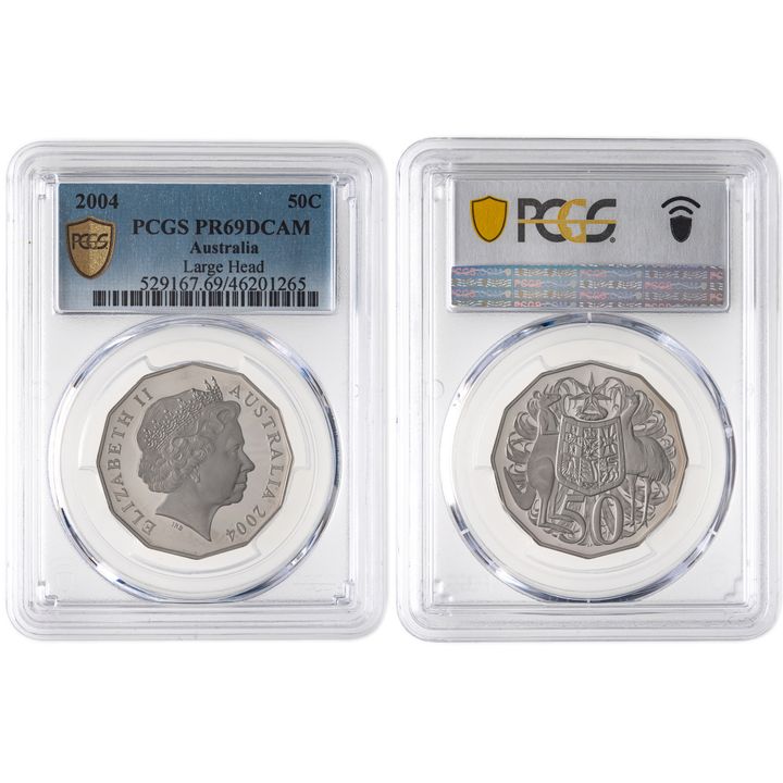 Elizabeth II, Large Head, Fifty Cents, 2004, PCGS PR 69DCAM