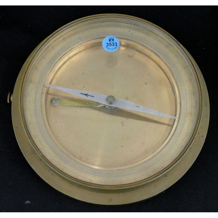 Antique Brass Ship's Compass 9.5'' Diameter