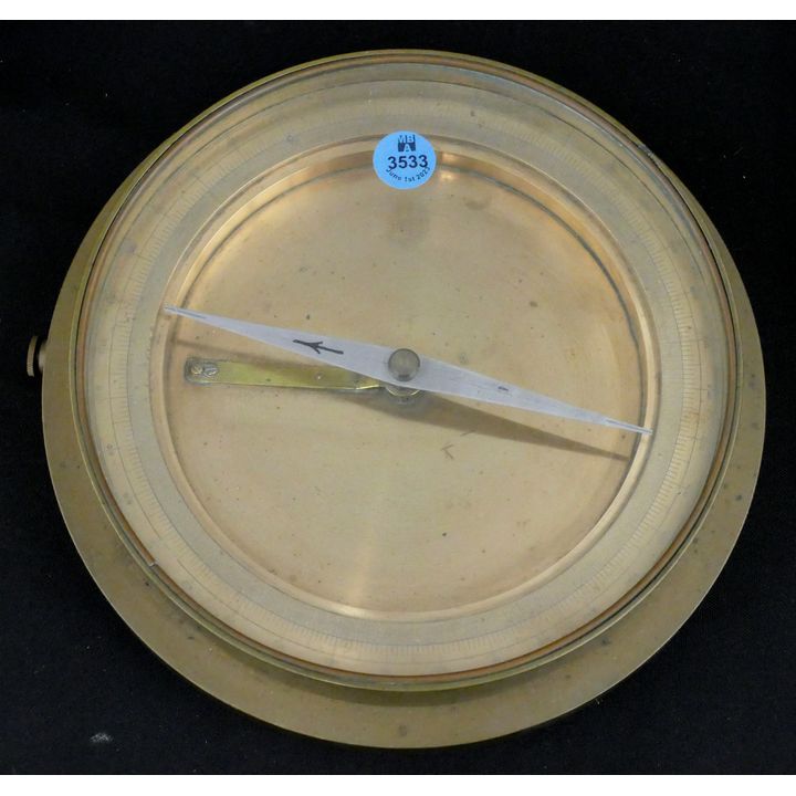 Antique Brass Ship's Compass 9.5'' Diameter