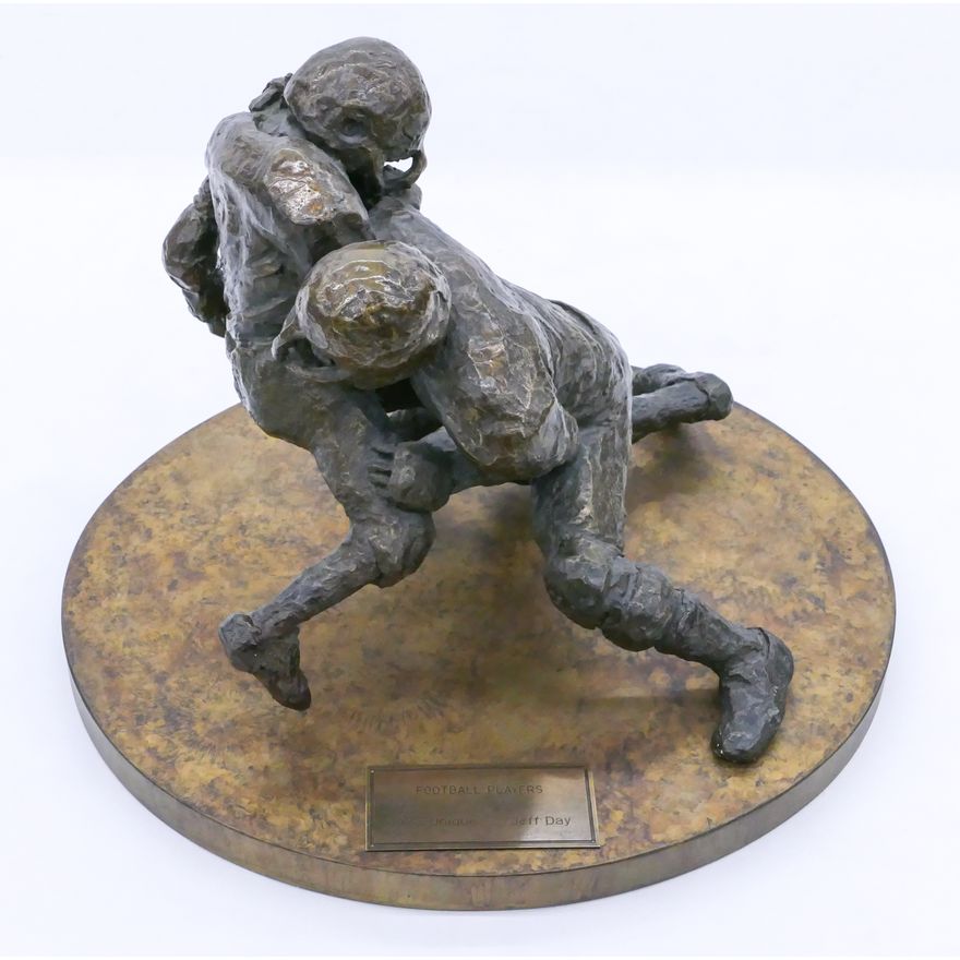 Jeff Day ''Football Players'' 1972 Bronze Sculpture