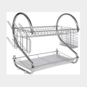 2 Layer Steel Tableware Dish Rack with Cups and Cutlery Holders | NO NUTS AND BOLTS